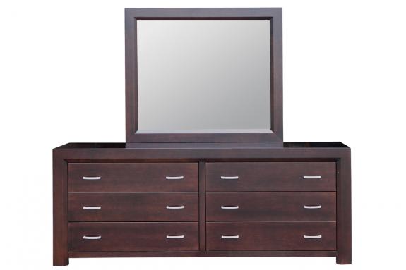Contempo 6 Drawer Long Dresser & Mirror