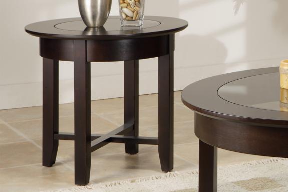 Demilune Round End Table w/Glass Top