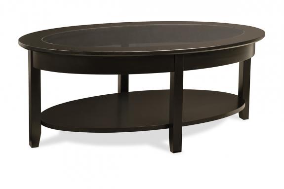 Demilune Elliptical Oval Glass Top Coffee Table