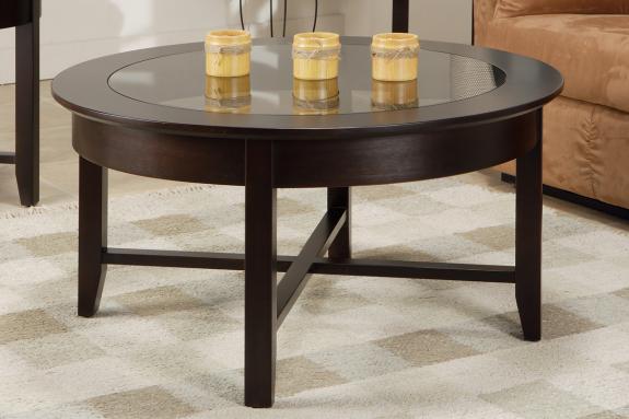 Demilune Round Coffee Table w/Glass Top