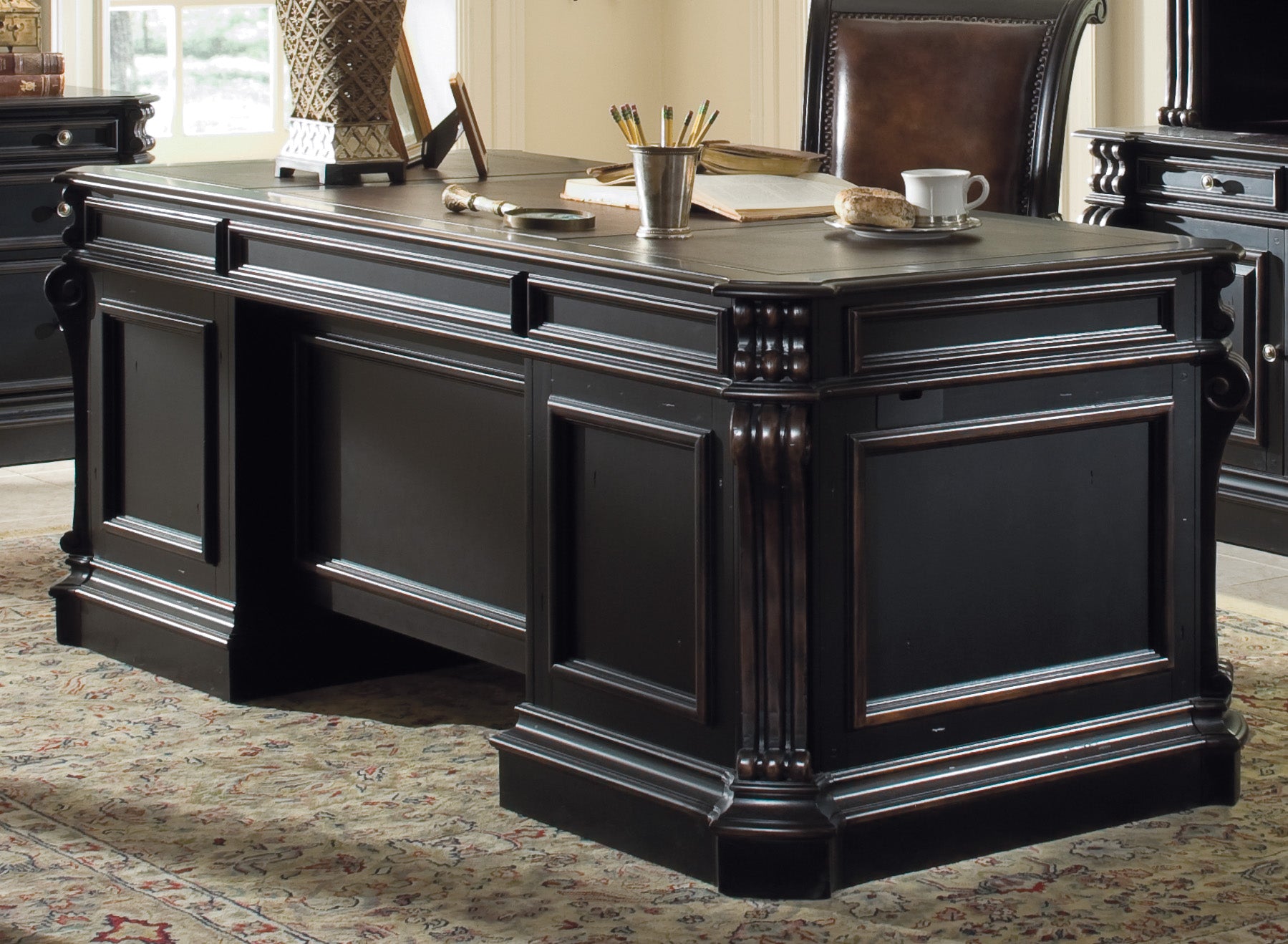 Telluride 76'' Executive Desk withWood Panels